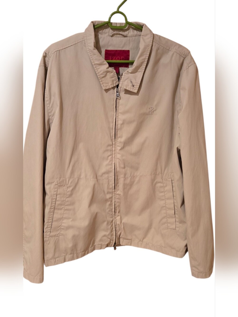 Izod Men's Beige Casual Zip-Front Jacket Modern Vintage Y2K Size XL